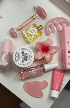 Transform your skincare and self-care routine with these pink essentials! From a jade roller and gua sha for facial massage to hydrating creams and body mists, these tools and products are perfect for glowing, hydrated skin and ultimate relaxation. Add these aesthetic self-care items to your beauty routine today!   #skincare #selfcare #glowing #skincareessentials #selfcaretips #glowingskinroutine #beautyskincare #aesthetic  #skincareaesthetics #hairclip #haircareaesthetic #guasha #skincareroutine #selfcareroutine #selfcaresunday Pink Jade Roller Aesthetic, Self Care Items Beauty Products, Jade Roller Aesthetic, Pink Jade Roller, Roller Aesthetic, 2022 Coquette, Pink Essentials, Jade Roller And Gua Sha, Skin Care Rollers