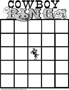 the cowboy bingo game is shown in black and white