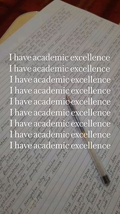 an open book with writing on it that says i have academic excellence, i have academy excellence