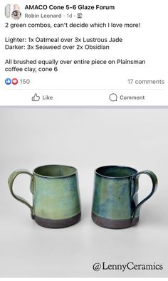 two green mugs sitting next to each other