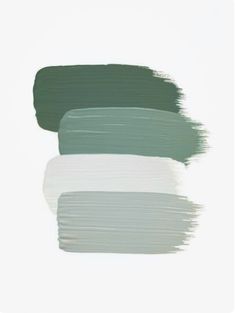 three different shades of green and white paint