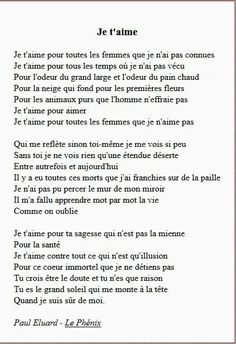 a poem written in french with the words'je l'aime'on it