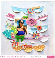 a scrapbook page with an image of a woman wearing sunglasses and a green bow tie