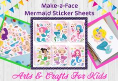 the mermaid sticker sheets are ready to be used on crafts for kids and adults