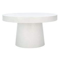 a white table with a round top on a white background and no people around it