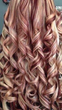 Hair With Streaks Of Color, Blond Hair With Colored Highlights, Red Hair With Blonde Highlights, Hair Braid Patterns, Short Hair Highlights, Highlights Curly Hair, Strawberry Blonde Hair Color, Medium Hair Styles For Women, Cute Hair Colors