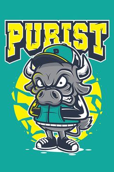 a bull wearing a baseball cap and uniform with the word putistt on it