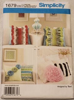 the front cover of a sewing pattern for pillows