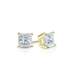 4-Prong Basket set diamond stud earrings make an elegant statement for any occasion. These 18k yellow gold studs will last a lifetime and beyond, as they will never tarnish. The earrings feature classic princess-cut natural diamonds with a total weight of 0.33 ct. The studs are available with push-back or screw back . Princess Cut Earrings, Princess Cut Stud Earrings, Black Diamond Pendant, Black Diamond Studs, Diamond Solitaire Earrings, Solitaire Diamond Pendant, Colored Diamond Rings, Rose Gold Earrings Studs, White Gold Studs