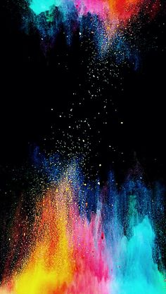 colorful powder sprinkles on black background