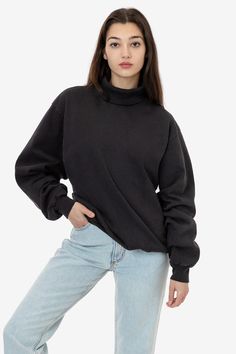 Los Angeles Apparel, La Outfits, Turtleneck Sweaters, Garment Manufacturing, Turtleneck Sweatshirt, Crop Top Bra, Crop Top And Shorts, Off Black, Keep Warm