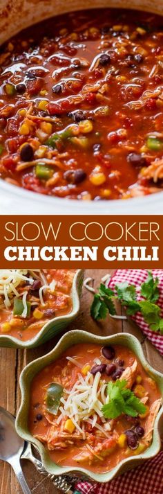 this slow cooker chicken chili is loaded with lots of flavor