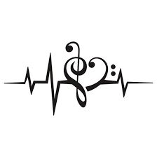 heartbeat with musical note and treble on white background