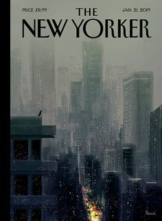 a movie poster for the new yorker with rain falling down on it's windows