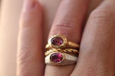 Pink Tourmaline set in gold-plated sterling silver ring. The ring in the photo is size FR 52, but it can be made to order as well, don't hesitate to write me for any custom order. here is an online ring size converter http://www.ringsizes.co/ If you don't know your ring size, check this method: https://www.instagram.com/p/CTmHVMkATEg/ here is an online ring size converter http://www.ringsizes.co/ To see more similar rings, follow this link: https://www.etsy.com/fr/shop/AtelierTiuh?section_id=32800820 Do not hesitate to check my shop on Instagram as well: https://www.instagram.com/atelier_tiuh/ Handmade Pink Ruby Rings, Handmade Gold Tourmaline Ring, Handmade Tourmaline Gold Ring, Wedding Ring For Her, Silver Wedding Bands, Wedding Rings Vintage, Gold Wedding Rings, Silver Wedding, Perfect Ring