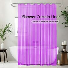 a shower curtain with the words shower curtain liner on it