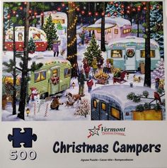 a christmas camper jigsaw puzzle is shown