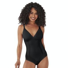 This firm-control Ultimate Smoothing Bodysuit form Bali offers removable foam cups for both support and modesty - all without wires. Designed with 360-degree smoothing, this bodysuit is detailed with a plunge V-neckline, non-slip straps, a cotton-lined gusset and convenient hook & eye closure. Click on this INTIMATES & SLEEPWEAR GUIDE to find the perfect fit and more!This firm-control Ultimate Smoothing Bodysuit form Bali offers removable foam cups for both support and modesty - all without wire Foam Cups, Shapewear Bodysuit, Hook Eye, 360 Degree, Shapewear, Bali, Perfect Fit, V Neck, Black