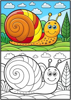 a cartoon snail coloring book for children