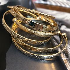 The absolute hottest style of the season!! These bangles 18k gold plated stainless steel cuff, stacking bangle bracelet bundles are a perfect gift for a special women. Treat yourself or a loved one. These unique bracelets will enhance any outfit. All bracelets have a diameter of 7cm but can be adjusted. and will fit most wrists size. All bracelets have a width of 5mm. The bracelets are made from a high quality stainless steel- tarnish free!💖 🌸See our entire jewelry collection here: https://www Jewelry Collection Aesthetic, Gold Jewelry Stack, Bracelet Bundles, Pakistan Jewelry, Bangle Stacking, Nail Bangle, Xoxo Jewelry, Stacking Bangles, Single Bracelet