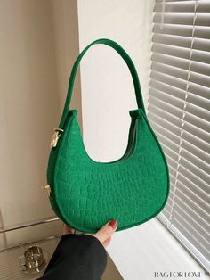 BagForLove - Chic Crocodile-Embossed Green Hobo Bag - Compact and Stylish Trendy Green Crocodile Pattern Bag, Green Crocodile Pattern Tote Bag, Green Crocodile Pattern Shoulder Bag, Green Crocodile Pattern Handheld Shoulder Bag, Chic Green Bags With Crocodile Pattern, Green Crocodile Pattern Shoulder Bag For Shopping, Green Crocodile Pattern Handheld Bag, Hobo Bag Patterns, Green Crocodile