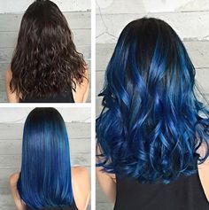 FORMULA: Blue Sombre Sombre Hair Color, Sombre Hair, Cute Hair Colors, Dye Hair, Hair Color Blue, Cool Hair Color, Grunge Hair, Girl Hair, Green Hair