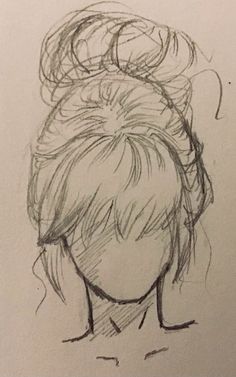 a drawing of a woman's head with her hair in a bun