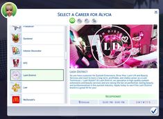 an image of a screen shot of a web page with the word'select a career for alycia'on it