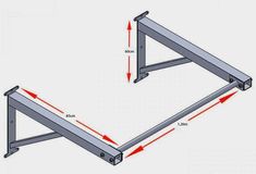 an image of a metal frame with measurements for the top and bottom part of it