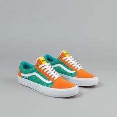 Vans Old Skool Pro Shoes (Golf Wang) - Orange / Blue / Green Vans Azul, Basket Vans, Cute Vans, Tenis Vans, Golf Wang, Vans Style, Golf Fashion, Vans Sneakers