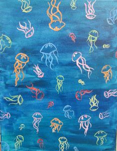 this is an art project for kids to do with the ocean and sea creatures in their paintings