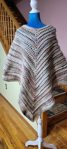 Handmade crochet poncho 61%cotton 39% acrylic color cabana Poncho Crochet, Knit Poncho, Crochet Poncho, Knitted Poncho, Staten Island, Acrylic Colors, Ponchos, Handmade Crochet, Gender Neutral