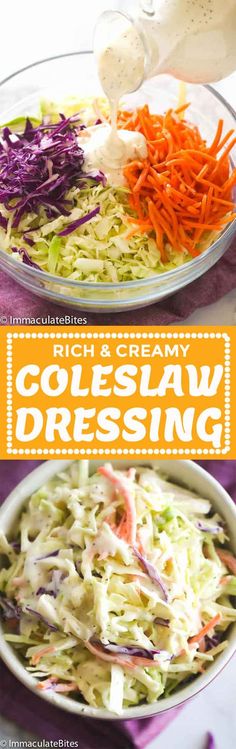 coleslaw dressing being made in a bowl with carrots and celery