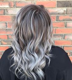 Lovely Waves and Curls Faded Hair, Pepper Color, Long Gray Hair