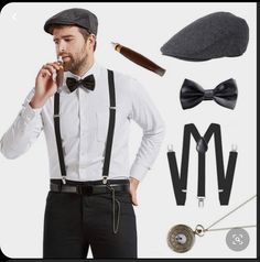 1920s Outfit Ideas, 1920s Mens Costume, Suspenders Men Fashion, Chicago Costume