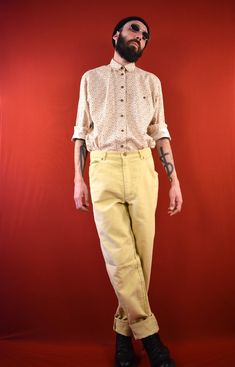 "Very soft and comfy Unisex Vintage Pants from the early 70s by the Brand \"Dribbling\". The pants are made of 100% Cotton. Conditions: New Size on label: 50 Dimensions: Waist: 40cm Inner Leg Length: 85cm Front Rise: 30cm If this item is not automatically shipped to your Country, please get in touch with us! Please check our Shop Policies in the \"About\" section at the bottom of our main shop page: https://www.etsy.com/shop/AntimodeVintage Eco Choice! Buying Vintage items reduces the environmen Retro Relaxed Fit Straight Pants, Retro Straight Pants Relaxed Fit, Relaxed Fit Retro Straight Pants, Retro Relaxed Fit Long Bottoms, Retro Relaxed Fit Long Pants, Retro Straight Leg Pants With Relaxed Fit, Retro Style Relaxed Fit Full Length Pants, Retro Full Length Relaxed Fit Pants, Vintage Spring Pants With Pockets