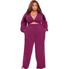 Long Sleeve V-neck Crop Top and Wide Leg Pants Set Two-piece V-neck Pant Set, Top And Wide Leg Pants, Neck Crop Top, Shirt And Pants, Straight Pants, Green And Purple, Fashion Pants, 1 Million, Leg Pants