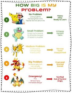 a poster with the words how big is my problem? and pictures of different pokemon characters