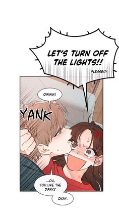 a comic page with an image of two people kissing and the caption says, let's turn off the lights?