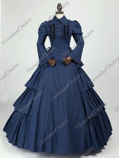 Smooth cotton dress Poly lace up bodice at both sides to shape body well Rows of huge ruffles on skirt 45 inches (114 cm) from waist to hem ** This dress is pictured with a 6-hoop skirt underneath to achieve the look. Hoop skirts are NOT INCLUDED with our dresses. ** Follow us on our Instagram @VictorianChoice The best way to tell which size fits the best is to measure your own sizes first (bust size with bra and waist size by measuring the narrowest part of your torso) and then compare them wit Gothic Victorian Dress Costume For Halloween, Gothic Victorian Dress For Halloween Costume, Vintage Overbust Halloween Dresses, Vintage Overbust Dress For Halloween, Steampunk Halloween Costume Dress, Gothic Victorian Overbust Dress For Halloween, Victorian Overbust Dress For Halloween, Fitted Victorian Overbust Dress For Halloween, Halloween Victorian Dress With Ruffles