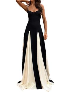 PRICES MAY VARY. 🌸🌷Damen Spaghettiträger V Ausschnitt Ballkleider Elegant Farbblockierend Swing Lang Formal Abend Party Kleider Kleid Schwarz und Weiß Formal Proms Ball 💕💕Größe: Bitte überprüfen Sie die LINKE GRÖSSENKARTE (linkes Bild) vor dem Kauf (NICHT AMAZON GRÖSSENKARTE). Wenn Sie locker mögen, wählen Sie bitte eine größere Größe. Bitte zögern Sie nicht, uns zu kontaktieren, wenn Sie irgendwelche Fragen haben.💘. 🌸🌷Material:Polyester, der Stoff ist weich und angenehm zu tragen. 🌸🌷Design:Spaghetti Träger,Farbkombination,Ärmellos,Großer Swing,Bodenlang,Elegant 🌸🌷Occasions:Nizza vielseitig zu sein, wie eine formale Kleider, Cocktailkleider, Club Kleider für Frauen, Hochzeit Gast Kleider, Abend Party Maxi Kleid, Heimkehr Kleider, Urlaub Kleid, etc Black White Bridesmaid Dresses, Night Prom Dress, Party Gown Dress, Prom Dresses Elegant, White Bridesmaid Dresses, Cocktail Night, V Neck Prom Dresses, Evening Party Gowns, Black Prom Dresses