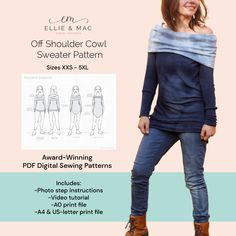 the off shoulder top sewing pattern is shown