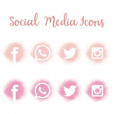 the social media icons are pink and white