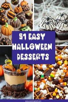 halloween desserts with text overlay that reads,'easy halloween desserts '