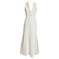 90s Gianfranco Ferre White Silk sleeveless gown with v neck satin lapel. Size: 40italy, fit size 6 US Perfect for wedding or rehearsal dinner. Off White Wedding Dress, Wrap Wedding Dress, Off White Wedding, Off White Wedding Dresses, Runway Gowns, Green Wedding Dresses, White Vintage Dress, Wool Knitted Dress, Evening Blouses