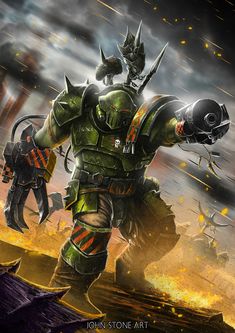 Krorks Warhammer 40k, Orks 40k Funny, Orks 40k Art, Ork Warboss, Orks 40k, 40k Orks, John Stones