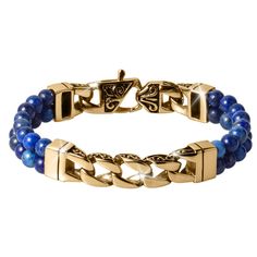 Daniel Steiger Eclipse Lapis Gold Men's Bracelet Gold And Silver Bracelets, Lapis Lazuli Beads, Gold Watch Men, Mens Gold Bracelets, Men's Bracelet, Latest Jewellery, Mens Gold, Blue Band, Men's Necklace