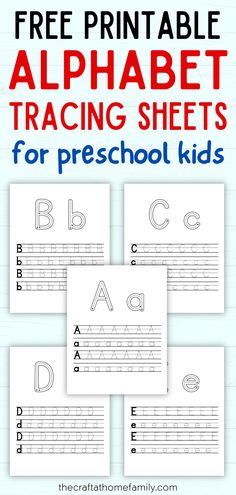 Mockup of alphabet tracing sheets (A-E) with the words "Free Printable Alphabet Tracing Sheets for Preschool Kids" Tracing Uppercase Letters Free Printable, Tracing Alphabet Letters Free Printable Writing Practice, Traceable Letters Printable Free, Tracing Letters Preschool Free Printable Alphabet Worksheets, Writing Alphabet Letters, Alphabet Tracing Printables, Tracing Alphabet Letters, Tracing Letters Preschool