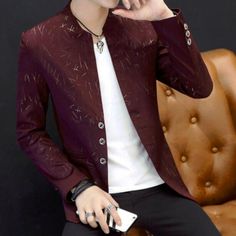 Mens Floral Stand Collar Causal Coat Jackets Slim Fit Botton Tops Suit For Men Stylish, Blazer Plus Size, Luxury Jacket, Elegant Jacket, Slim Fit Jackets, Printed Blazer, Casual Suit, Casual Blazer, Mens Spring