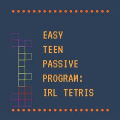 This program was inspired by a pin from of a huge Tetris board on a person-sized flannel board. I knew there was no way to replicate that in our space (we have a huge chalkboard and a huge magnet b… Passive Library Programs For Kids, Teen Library Programs, Teen Library Space, Passive Programming Library, Public Library Programs, Tab Ideas, Passive Programming, Passive Programs, Teen Book